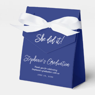 Elegant Navy Blue She Did It Graduation Party  Favour Box