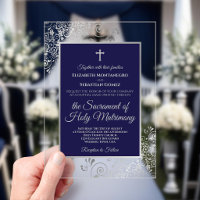 Elegant Navy Blue & Silver Ornate Catholic Wedding