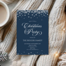 Elegant Navy Blue Snowflake Winter Christmas Party