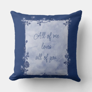 Elegant Navy Blue Sparkle Frame Valentine Cushion