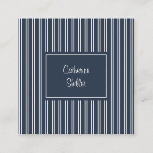 Elegant Navy Blue Stripes Square Business Card