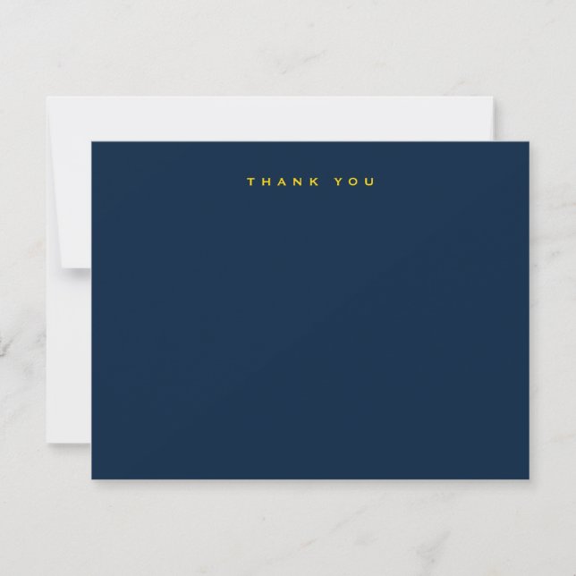 Elegant Navy Blue Thank You Note Card (Front)
