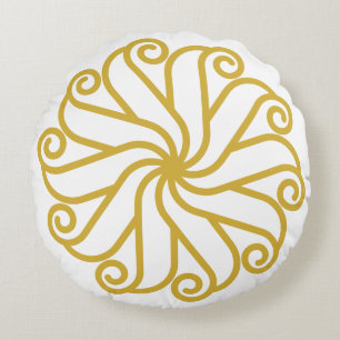 Elegant Navy Blue Tribal Mandala Gold Colour Round Cushion