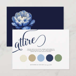 Elegant Navy Blue Tulip Wedding Attire Enclosure Card