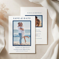 Elegant Navy Blue Two Sided Photo Wedding
