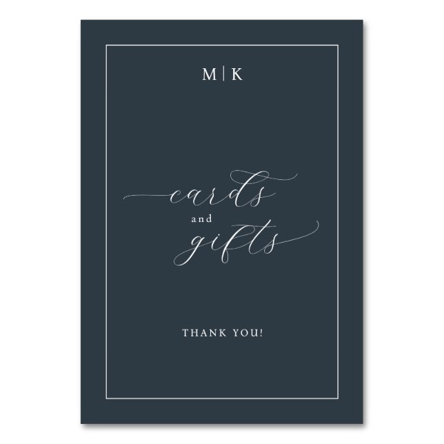 Elegant Navy Blue Typographic Thank You Card (Front)