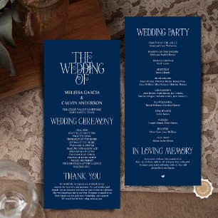 Elegant Navy Blue Typography Wedding Program Programme