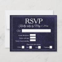 Elegant Navy Blue Velvet RSVP Wedding