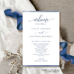 Elegant Navy Blue Watercolor Frame Wedding Program<br><div class="desc">Elegant navy blue Wedding program featuring delicate navy blue watercolor border stripes framing your wedding program details. Ability to make text changes and adjustments by selecting customise further. Front with wedding ceremony details, back with wedding party names and thank you message for your guests or any other text you like,...</div>