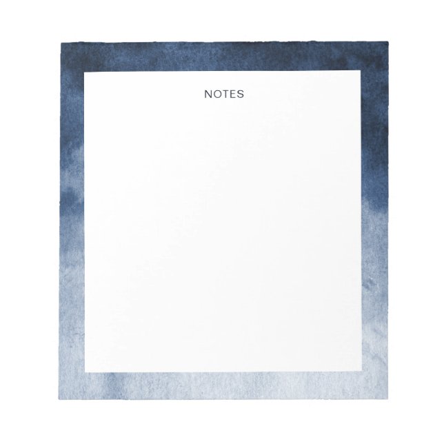 Elegant Navy Blue Watercolor Splash Personalised Notepad (Front)