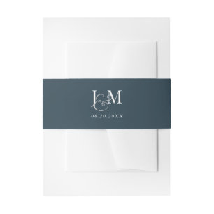 Elegant Navy Blue Wedding Belly Band Invitation Belly Band