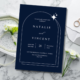 Elegant Navy Blue Wedding Celestial Arch Modern