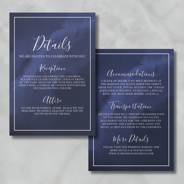Elegant Navy Blue Wedding Details Enclosure Card (Elegant Navy Blue Wedding Details Enclosure Card)