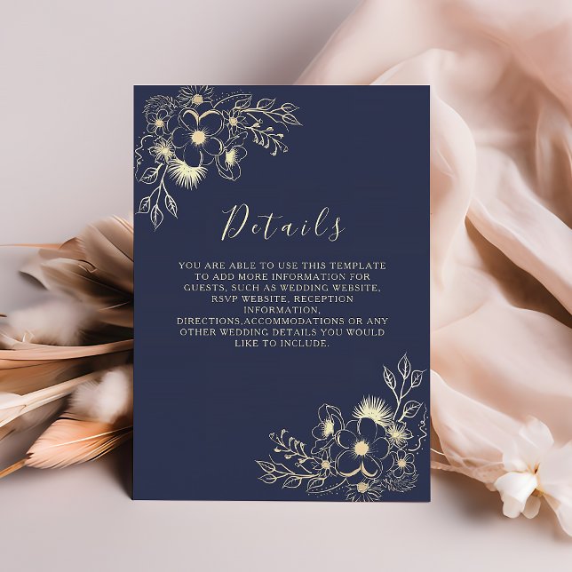 Elegant Navy Blue Wedding Details Enclosure Card (Creator Uploaded)