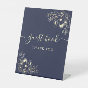 Elegant Navy Blue Wedding Guest Book Sign