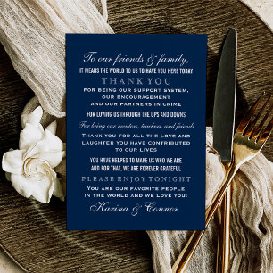 Elegant Navy Blue Wedding Guest Thank You Card