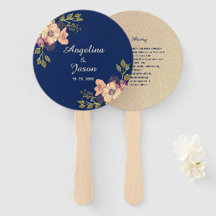 Elegant Navy Blue Wedding Hand Fan