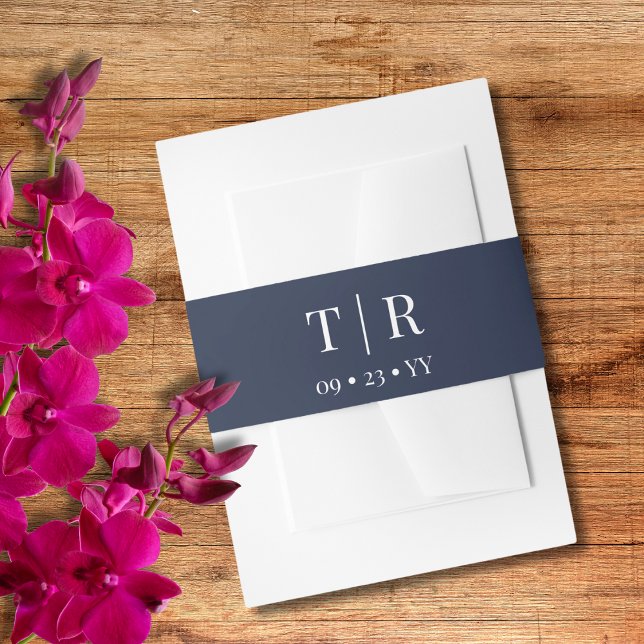 Elegant Navy Blue Wedding Invitation Belly Band (Creator Uploaded)