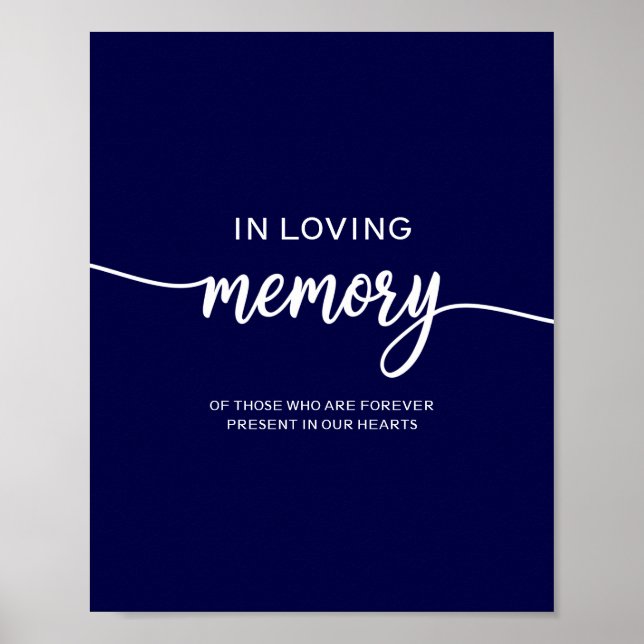 Elegant Navy Blue Wedding Memorial Sign (Front)
