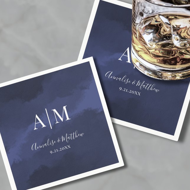 Elegant Navy Blue Wedding Napkin (Elegant Navy Blue Wedding Napkins)