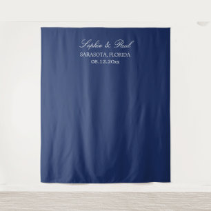 Elegant Navy Blue Wedding Photo Booth Backdrop Tapestry