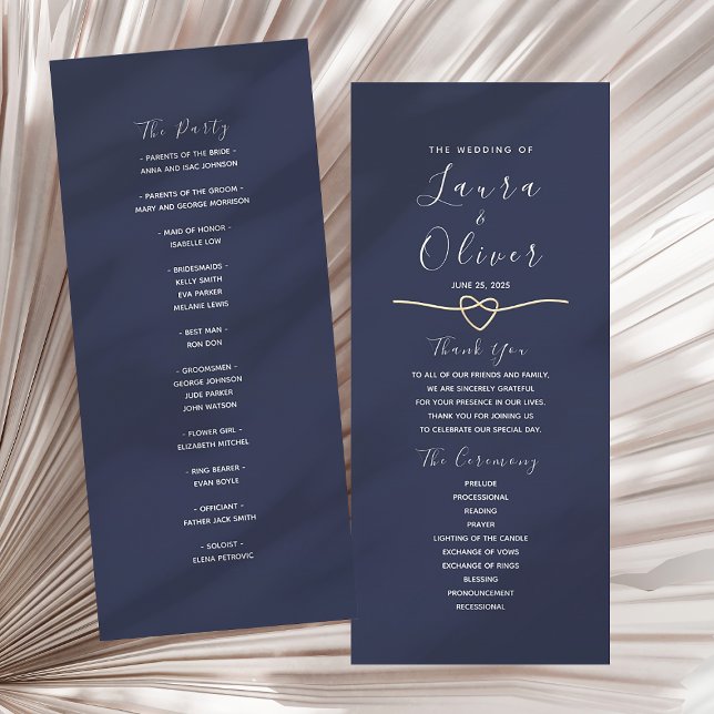 Elegant Navy Blue Wedding Program (Creator Uploaded)