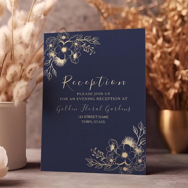 Elegant Navy Blue Wedding Reception  Enclosure Card (Creator Uploaded)