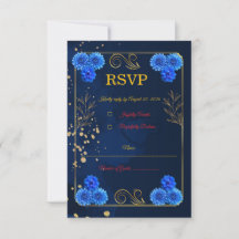 Elegant Navy Blue Wedding Response Card Template