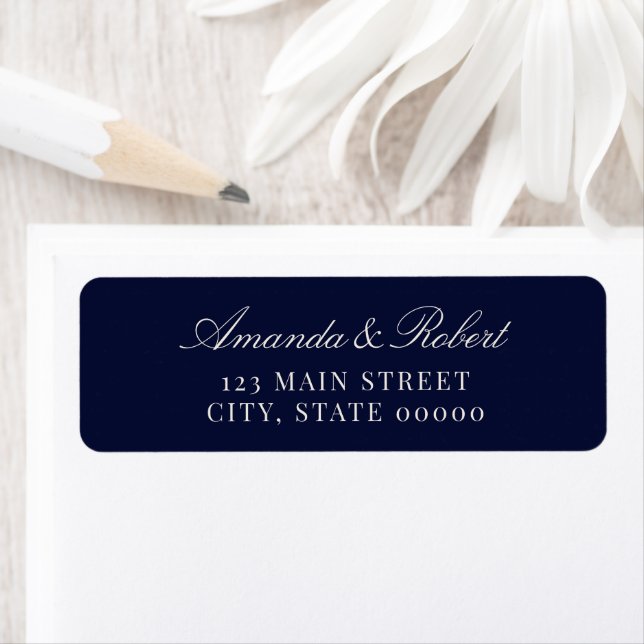 Elegant Navy Blue Wedding Return Address (Insitu)