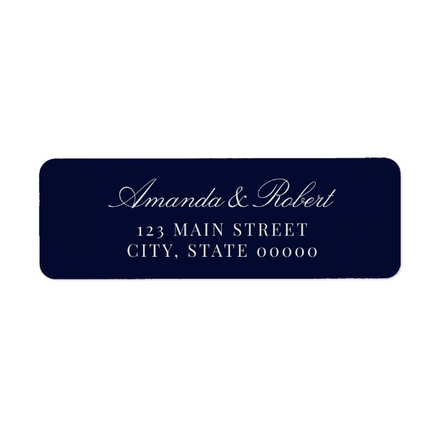 Elegant Navy Blue Wedding Return Address (Front)