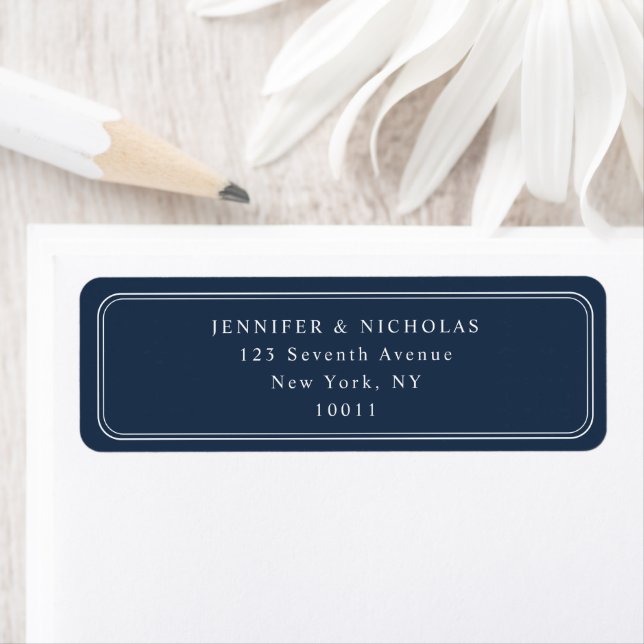 Elegant Navy Blue Wedding Return Address (Insitu)