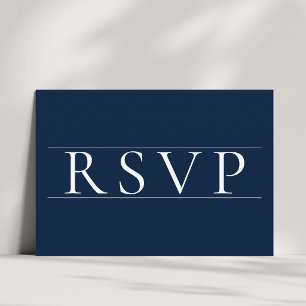 Elegant Navy Blue Wedding RSVP Card