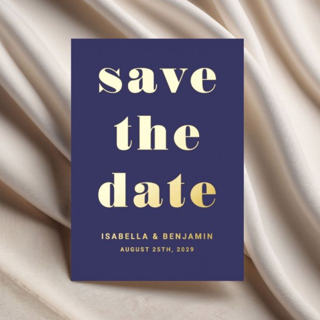 Elegant Navy Blue Wedding Save The Date Gold (Elegant Navy Blue Gold Wedding Save The Date Card)