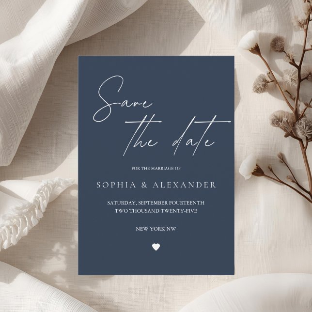 Elegant Navy Blue Wedding Save the Date  Invitation (Creator Uploaded)