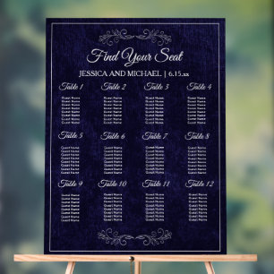 Elegant Navy Blue Wedding Seating Chart 