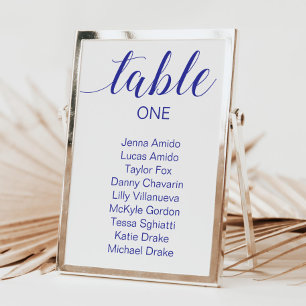 Elegant Navy Blue Wedding Seating Chart Cards