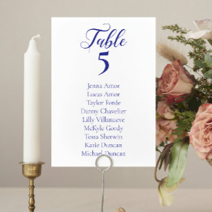Elegant Navy Blue Wedding Seating Chart Cards