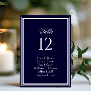 Elegant Navy Blue Wedding Table Number