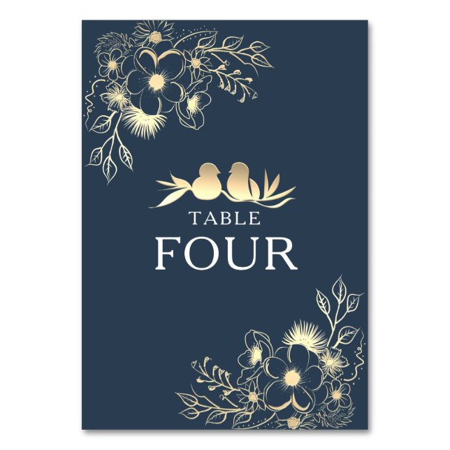 Elegant Navy Blue Wedding Table Number (Front)