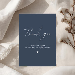 Elegant Navy Blue Wedding Thank You Card