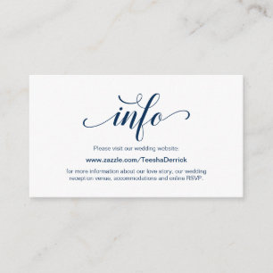 Elegant Navy Blue, Wedding Website Details Enclosure Card