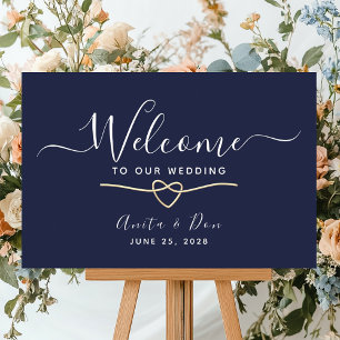 Elegant Navy Blue Wedding Welcome Poster