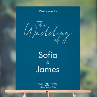 Elegant Navy Blue Wedding Welcome Sign