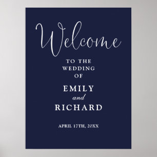 Elegant Navy Blue Wedding Welcome Sign