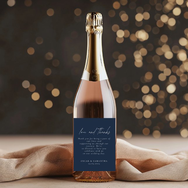 Elegant Navy Blue Wedding  Wine Label (Creator Uploaded)