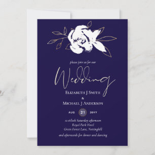 Elegant Navy Blue White Gold Wedding