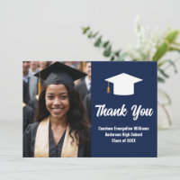 Elegant Navy Blue White Graduate Photo Graduation