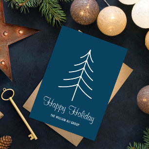 Elegant Navy Blue & White Happy Holiday Postcards