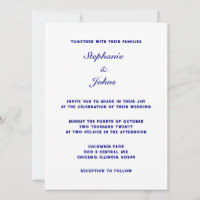 Elegant Navy Blue White Simple Minimal Wedding