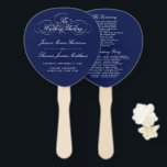 Elegant Navy Blue & White Wedding Program Template Hand Fan<br><div class="desc">Celebrate in style with these trendy wedding program hand fans. This design is easy to personalise with your special event wording and your guests will be thrilled when they receive these fabulous programs.</div>